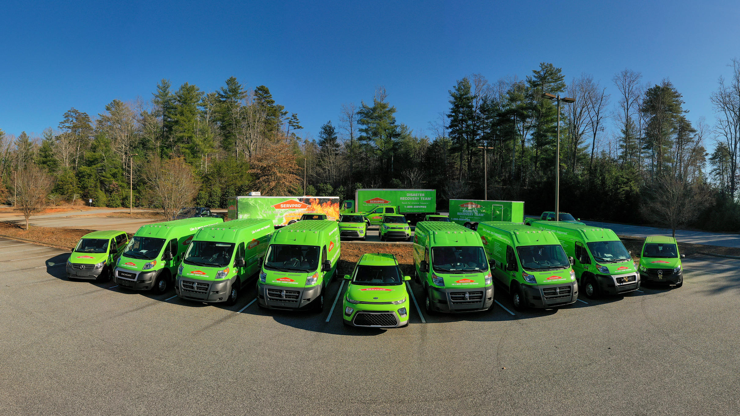 We have dozens of vehicles and employees, so we can help with any size disaster!