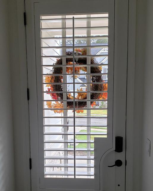What’s the best solution for doors that have oddly shaped panes? We have lots of options! In this Cartersville home, we created custom Plantation Shutters that fit perfectly! #BudgetBlindsKennesawAcworthDallas #PlantationShutters #CartersvilleGA #CustomFitShutters #FreeConsultation #WindowWednesday
