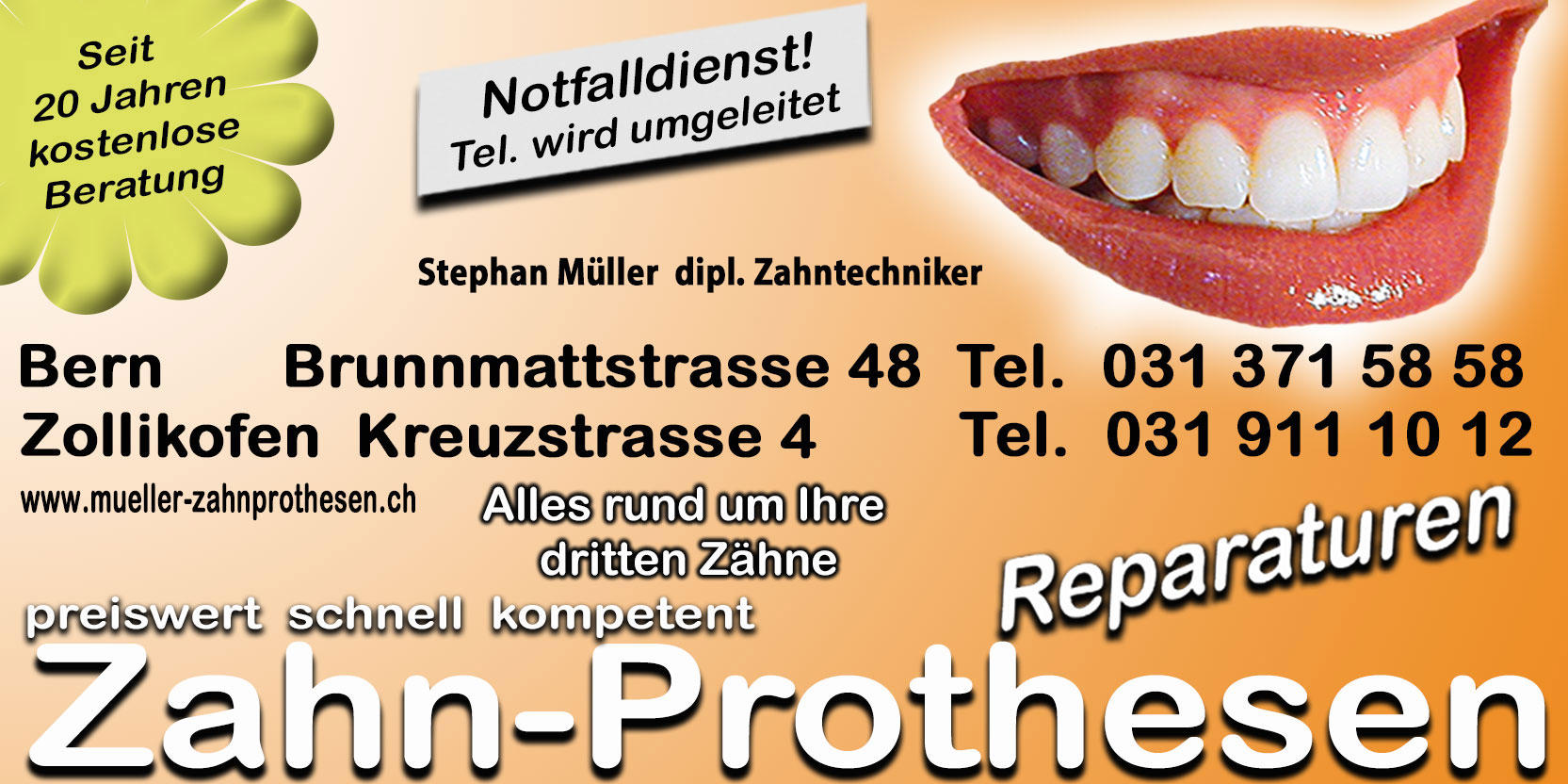 Müller Stephan Zahnprothesen, Brunnmattstrasse 48 in Bern
