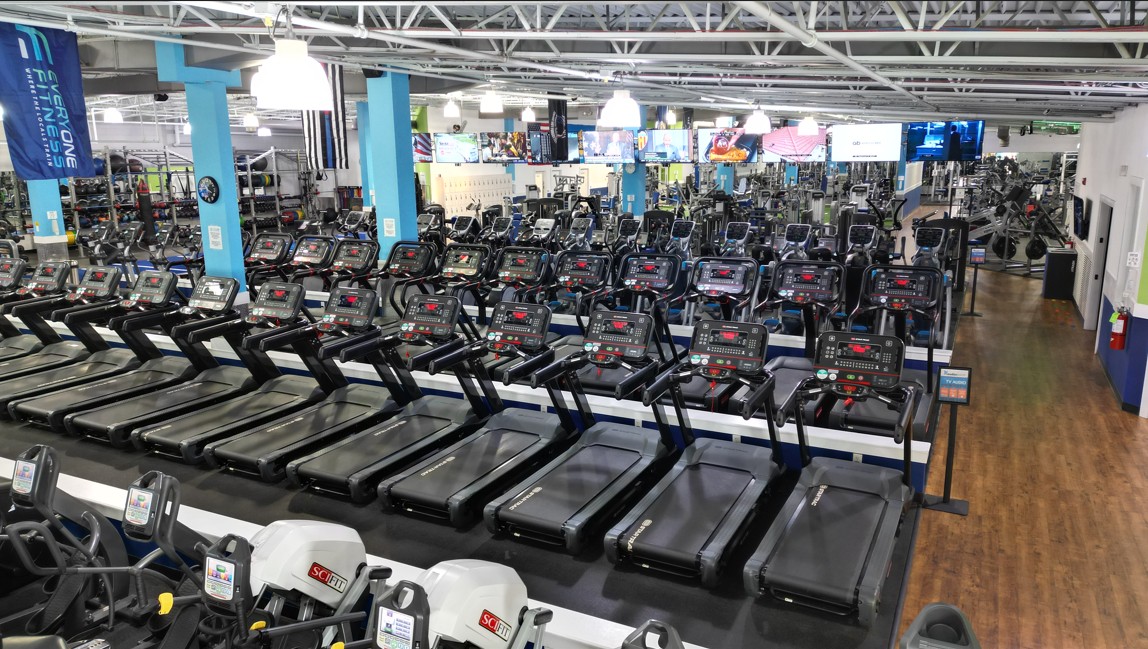 Cardio treadmill area at Everyone Fitness Rehoboth Beach offering premium endurance training equipment.