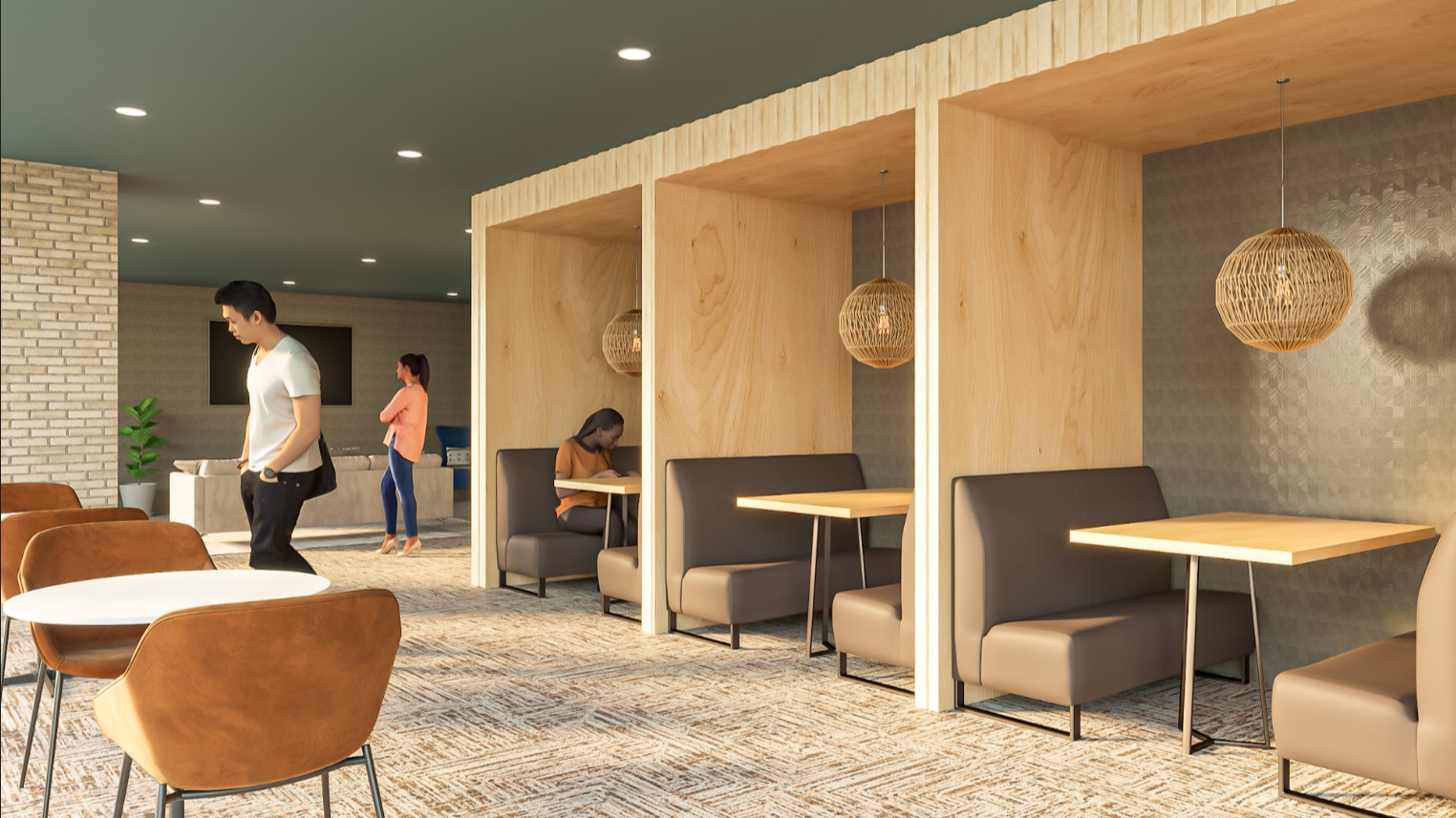 Rendering of co-working space.