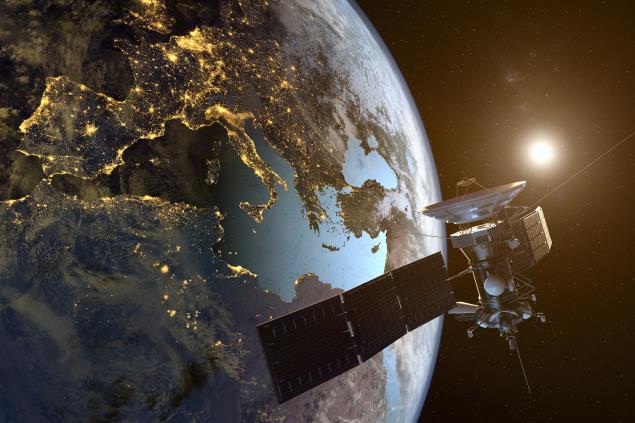 Communications satellite in Earth orbit showcasing the application of DSI's Sunshade® thermal control materials. The RF-transparent coatings enable optimal thermal management while maintaining full satellite communications capability across L, S, C, X, Ku, K, Ka, and V bands. Sunshade® materials provide solar reflectance ≥86%, ESD protection, and proven performance in LEO, MEO, GEO, and deep space environments with 20+ years space heritage.