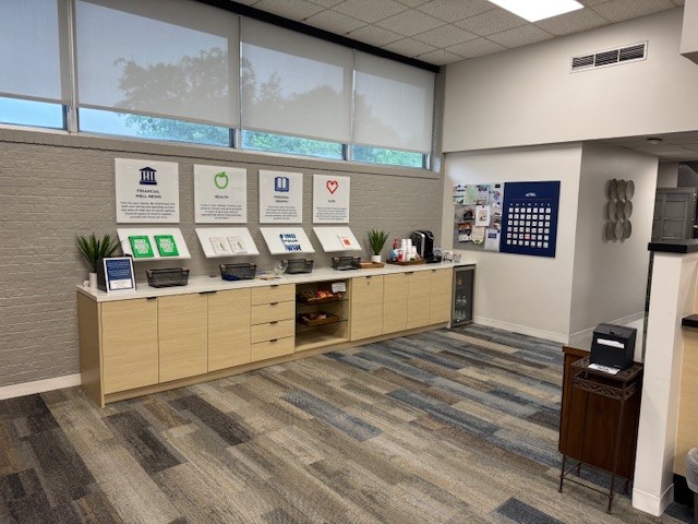 First United Bank - Leonard - interior Spend Life Wisely books