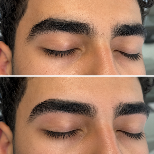 Men's eyebrow threading at Avissa Salon in Ann Arbor creates clean, well-defined brows while maintai 
