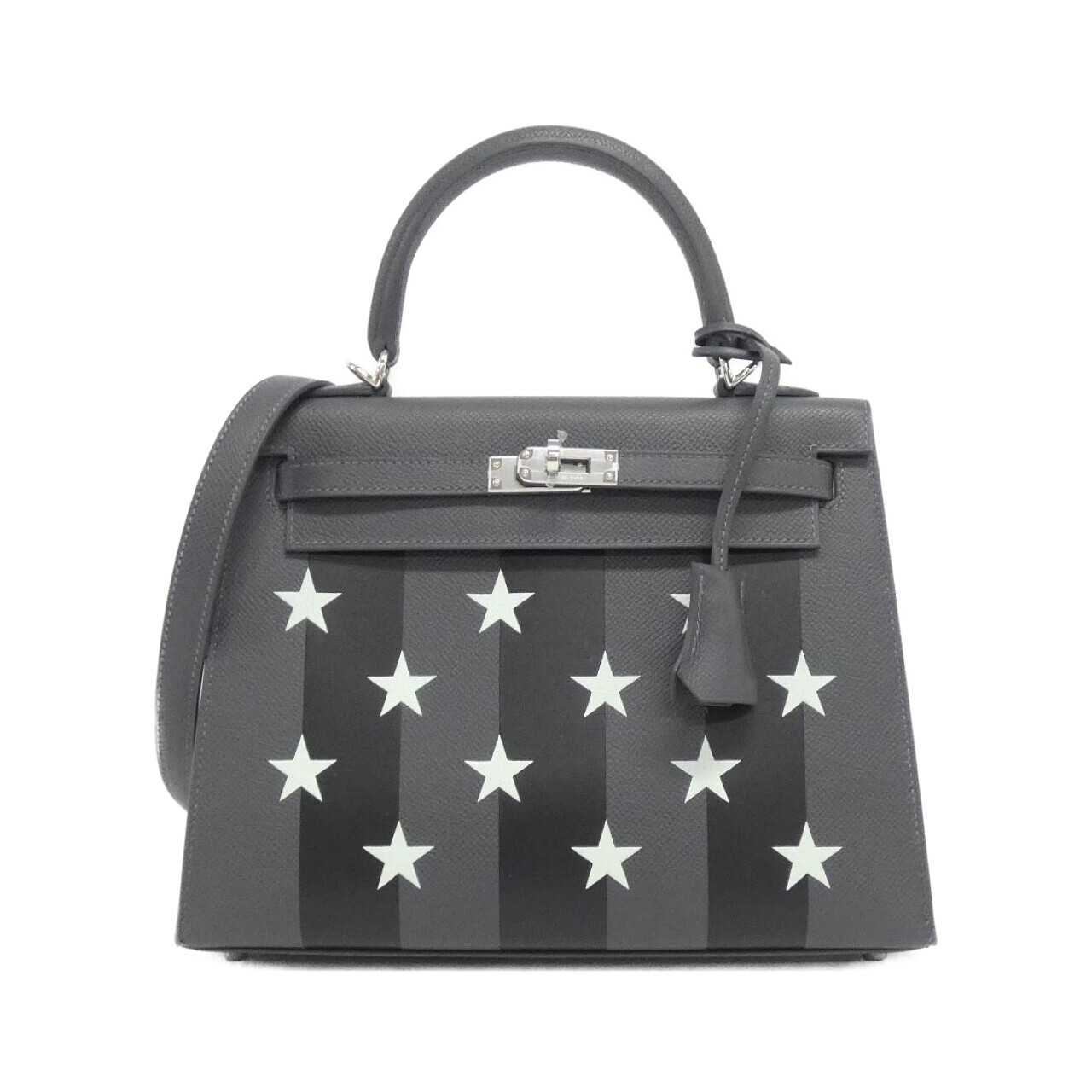 エルメス ケリー カザック エトワール 25cm 086271CK エプソン/タデラクト ARDOISE+BLACK+VERT PEPPERMINT シルバー金具