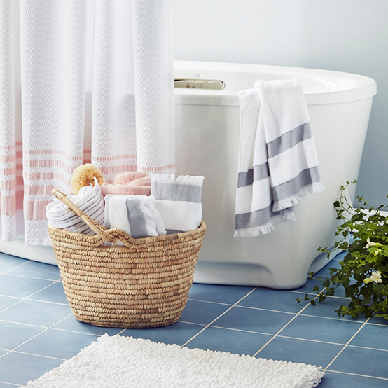 Towels and Baskets in Bathroom