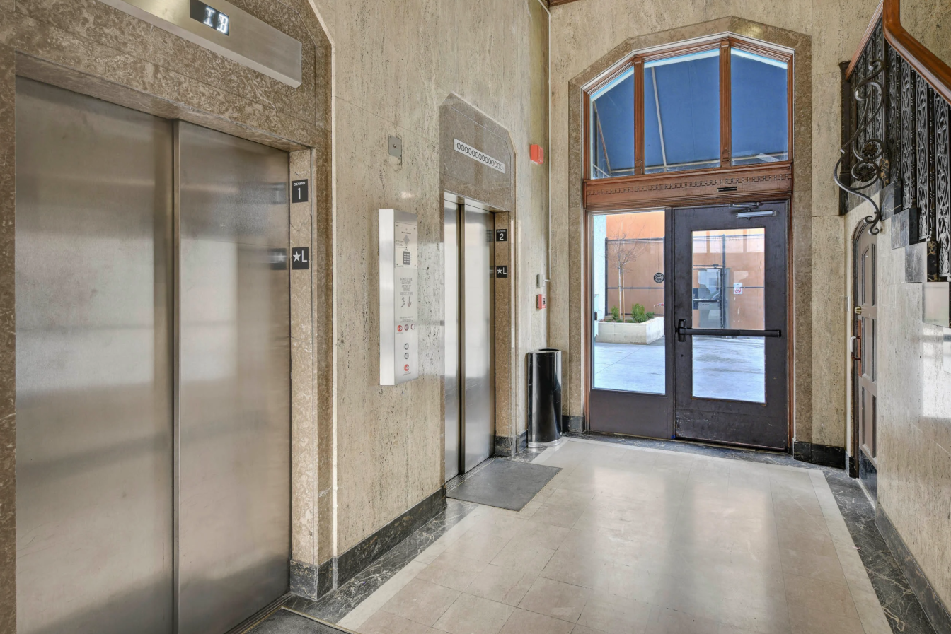 Hallway with Metal Elevator
