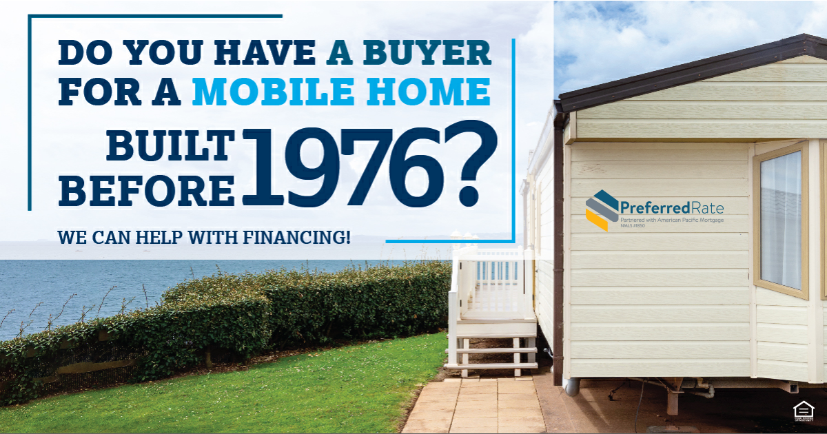 Interested in a mobile home built between 1976? We can help! Sergio Giangrande - Preferred Rate Oakbrook Terrace (847)489-7742
