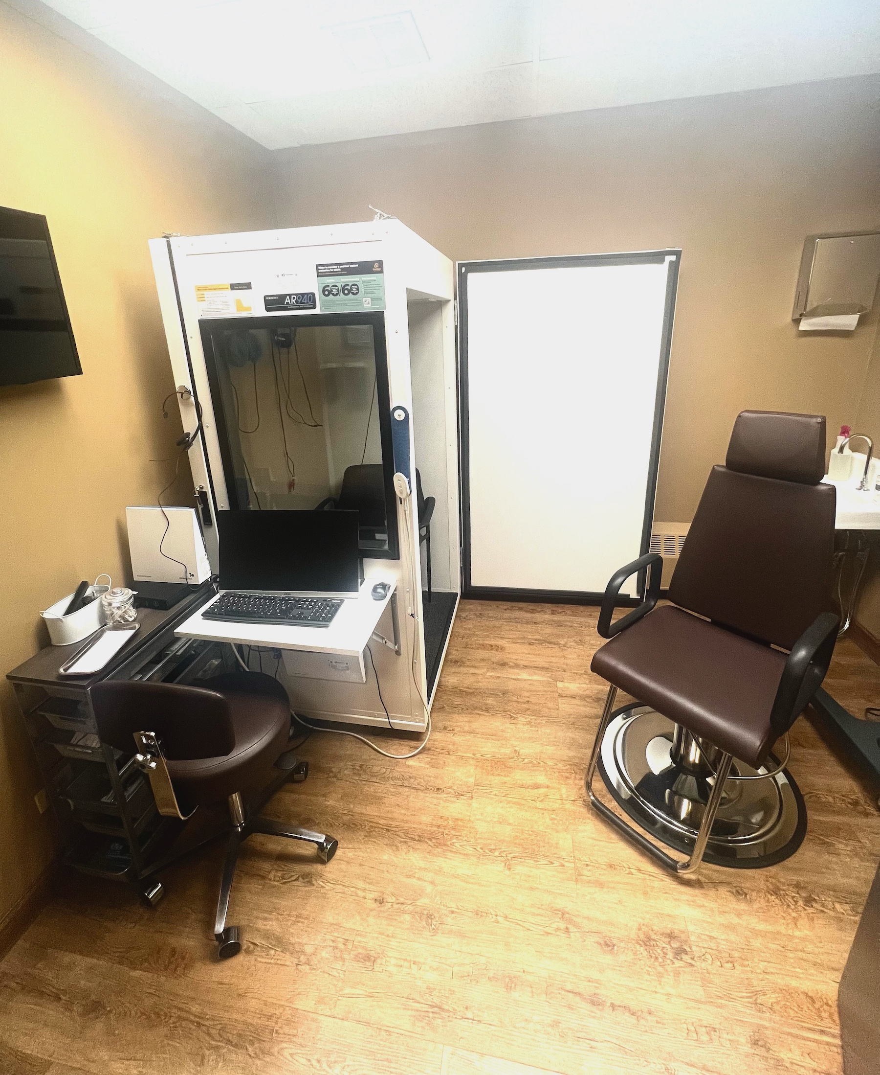 The Audiology Associates of Deerfield hearing booth for hearing testing