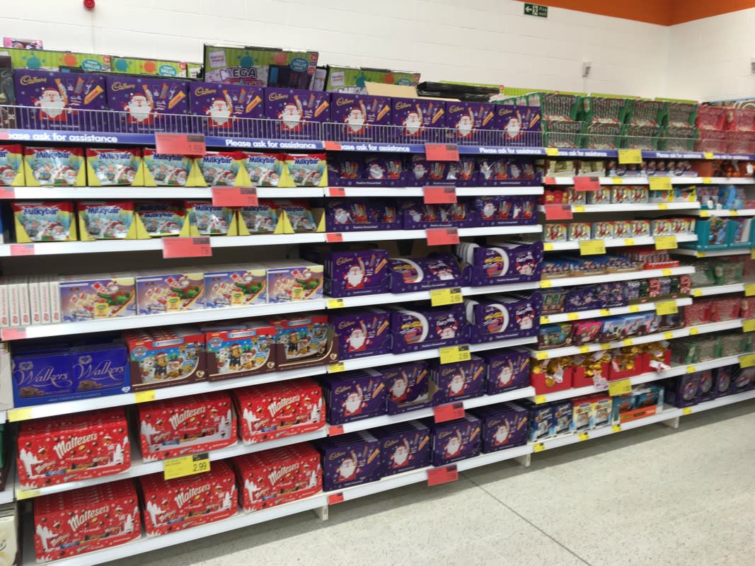 A first glimpse inside B&M's new Featherstone store, featuring a mouth-watering range of Christmas confectionery.
