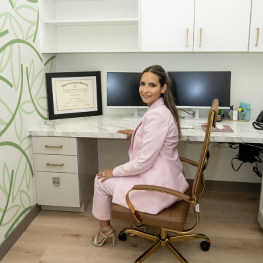Dr. Heba Rashed in her office Petite Smiles Lorton (703)688-2155