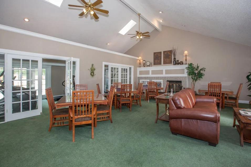 Living room and dining at Cloverset Valley Apartments, Kansas City, 64114