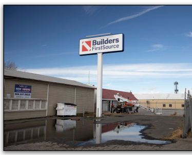 Builders FirstSource Building Materials Lumber Yard Street Sign Located at 42717 North Division Street, Lancaster CA.