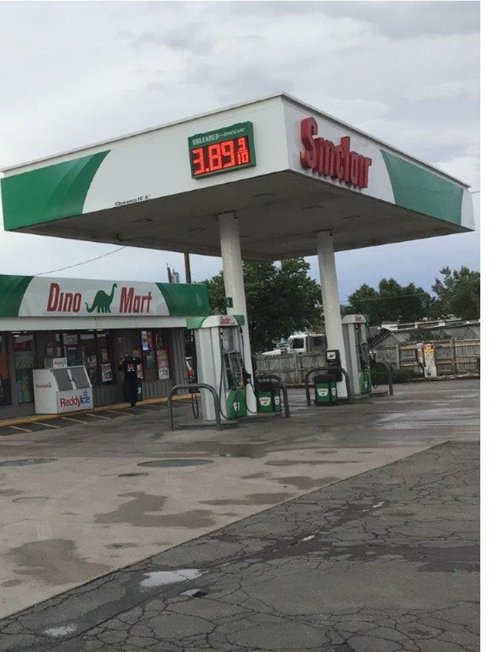 Sinclair gas station fueling island