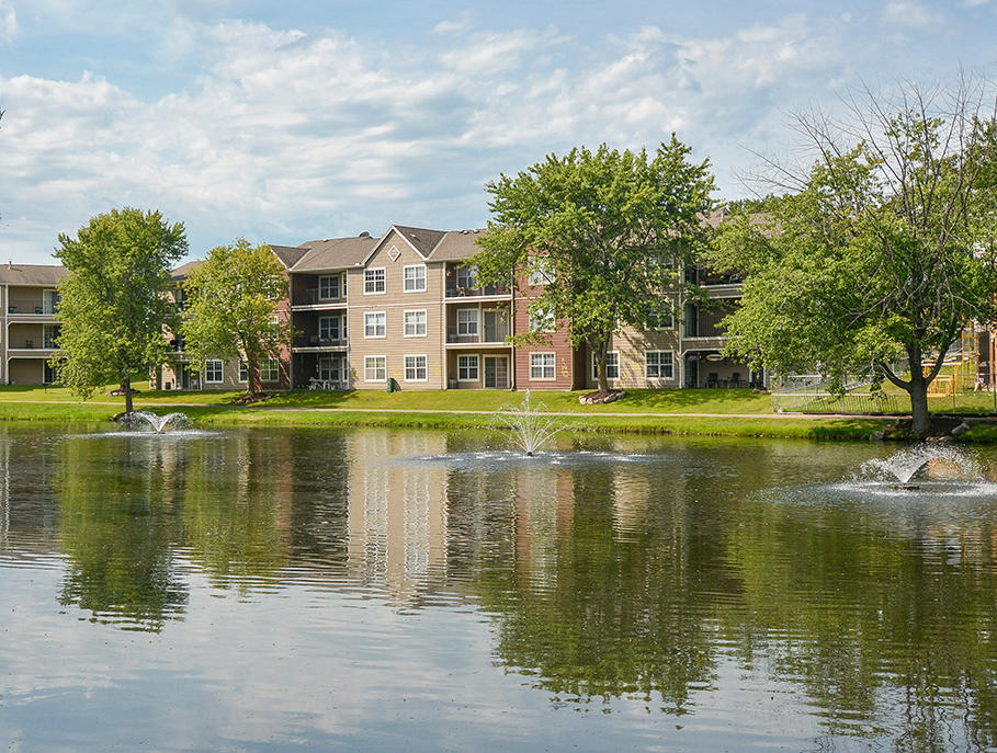 Tranquil Pond With Fountains