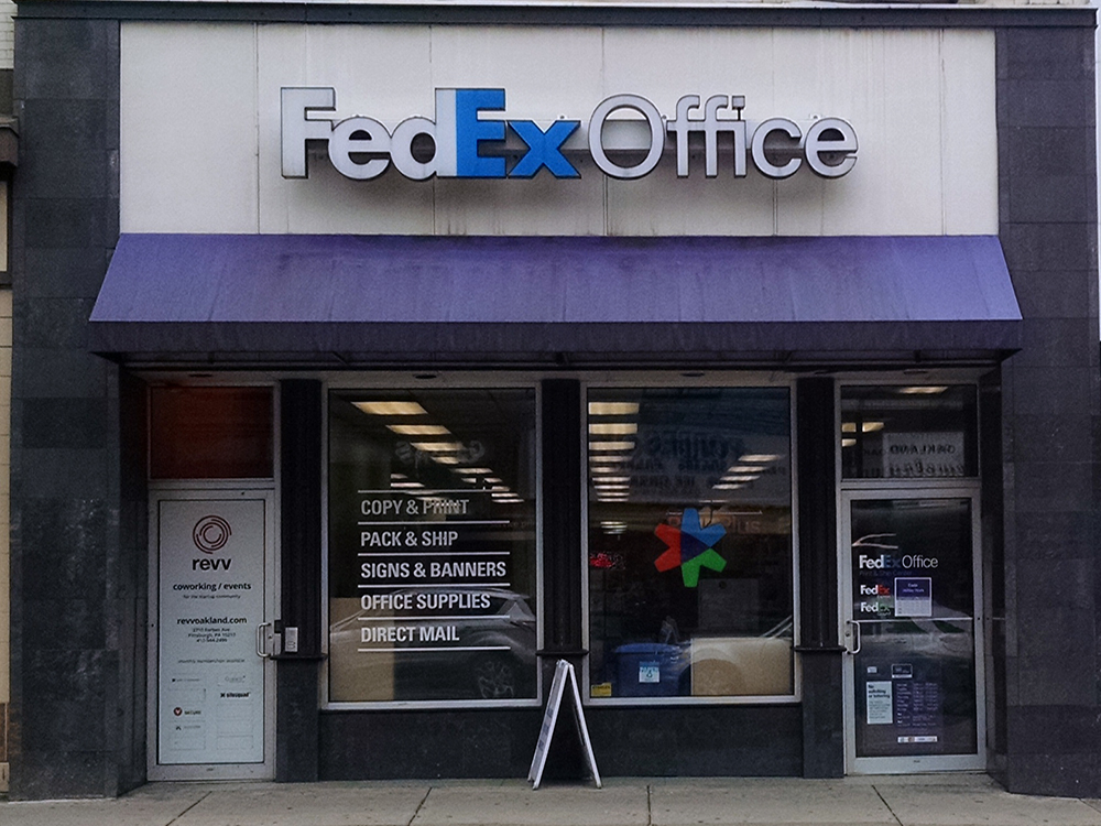Exterior photo of FedEx Office location at 3710 Forbes Ave\t Print quickly and easily in the self-service area at the FedEx Office location 3710 Forbes Ave from email, USB, or the cloud\t FedEx Office Print & Go near 3710 Forbes Ave\t Shipping boxes and packing services available at FedEx Office 3710 Forbes Ave\t Get banners, signs, posters and prints at FedEx Office 3710 Forbes Ave\t Full service printing and packing at FedEx Office 3710 Forbes Ave\t Drop off FedEx packages near 3710 Forbes Ave\t FedEx shipping near 3710 Forbes Ave