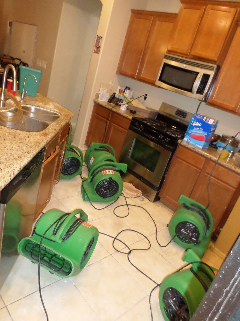 The equipment is up and running in a kitchen after a water loss.