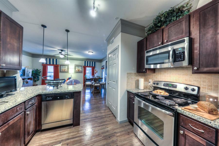 Kitchen with stainless steel appliances