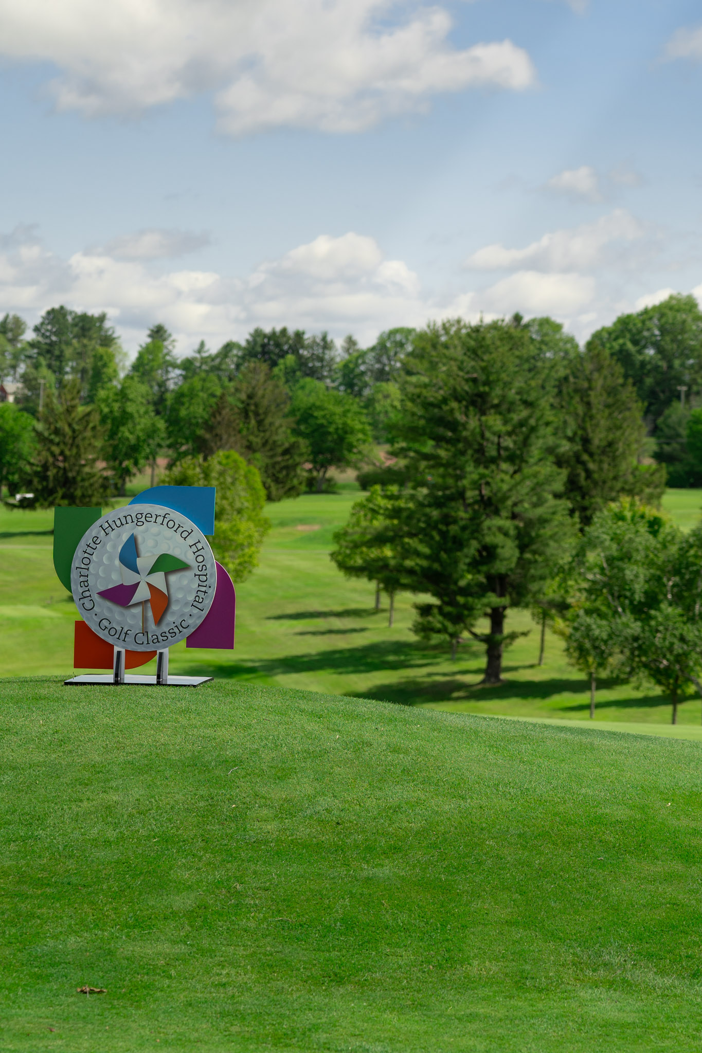 Large-format event display signage created by Sign Pro for the Charlotte Hungerford Hospital Golf Classic.