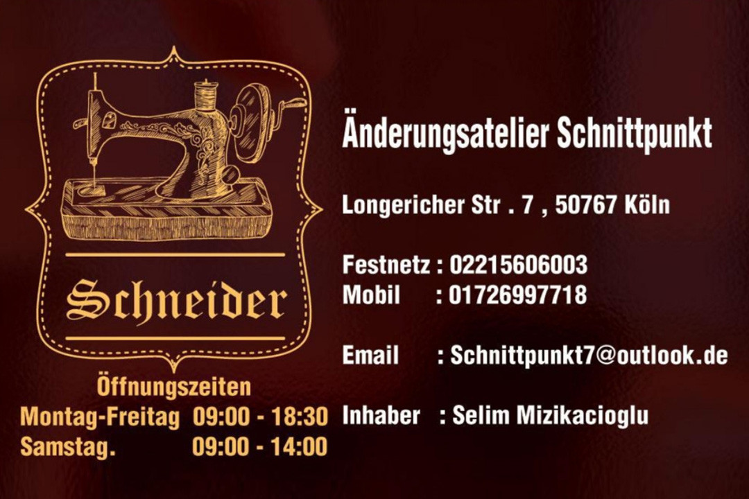 Änderungsatelier Schnittpunkt I Änderungsschneiderei Köln Änderungsatelier Schnittpunkt Köln 0221 5606003