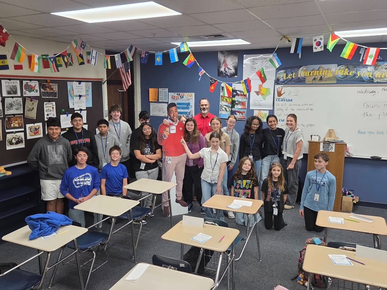 One of the best parts of being a State Farm Agent is giving back to our community. Today was my last session with these 7th graders at BHMSS. Over the past six weeks, we introduced them to goal setting, savings, financial literacy, and types of insurance. Jake was a hit—everyone enjoyed meeting him and taking pictures. Looking forward to next year. Like a good neighbor, State Farm is there.