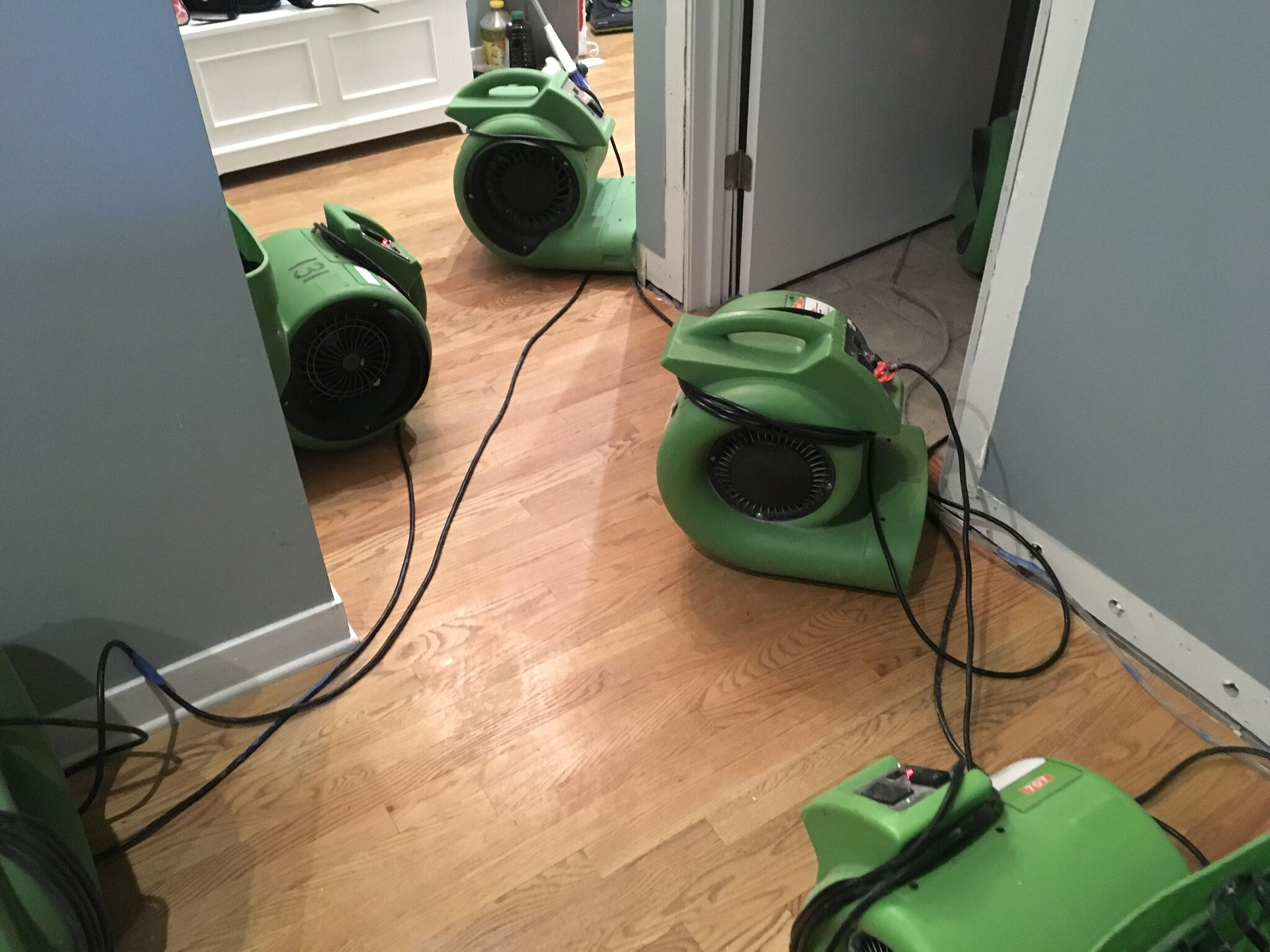 The SERVPRO air movers are up and running during a residential restoration!
