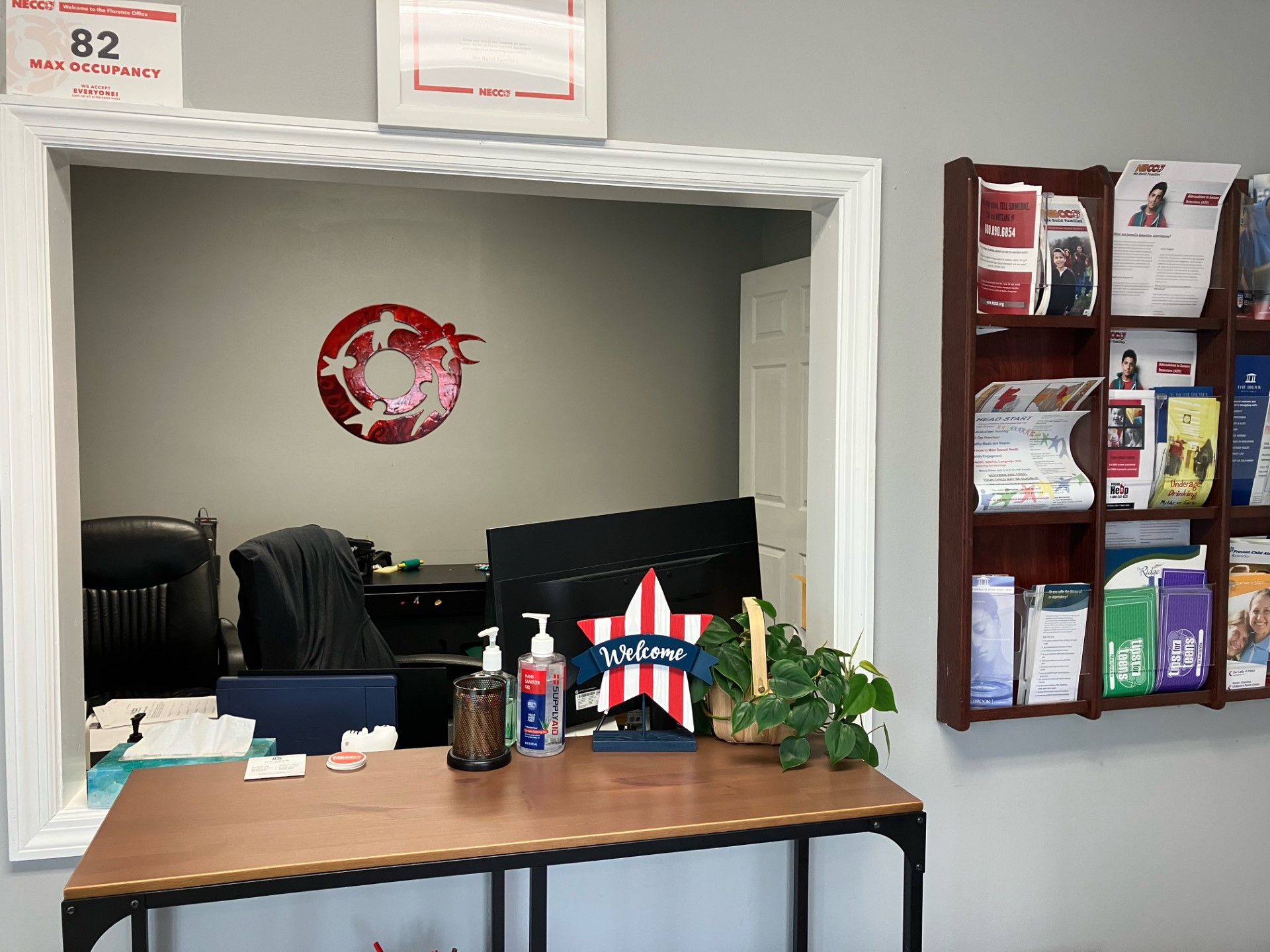Front reception desk at the Necco Florence office.