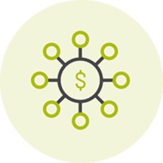 Money symbol with protruding lines icon.