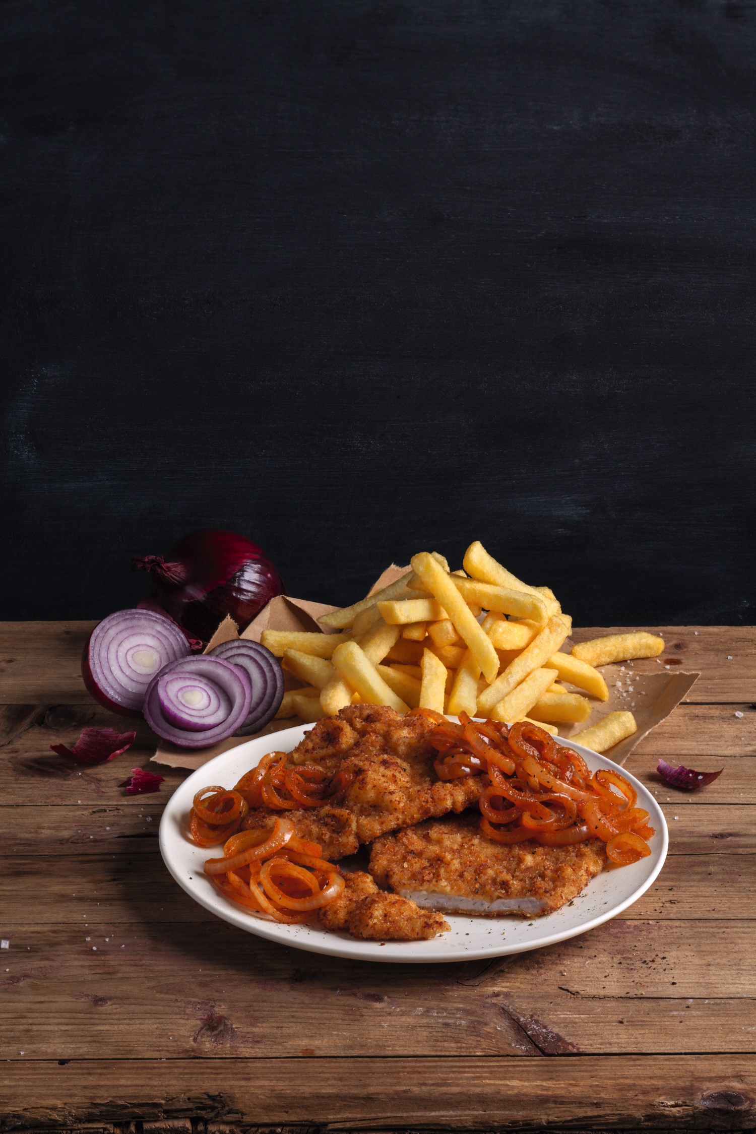 Zwiebelschnitzel Menü