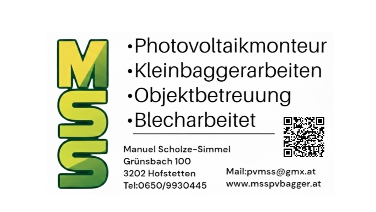 PV-Montage,Kleinbaggerarbeiten,Objektbetreuung Manuel Scholze-Simmel in Hofstetten