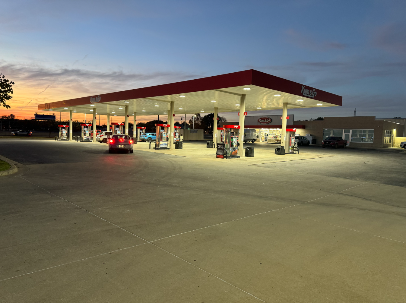 Gas pumps at Kum & Go in Owasso, Oklahoma.