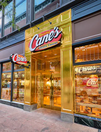 Raising Cane's Golden Birthday entrance at Boston location