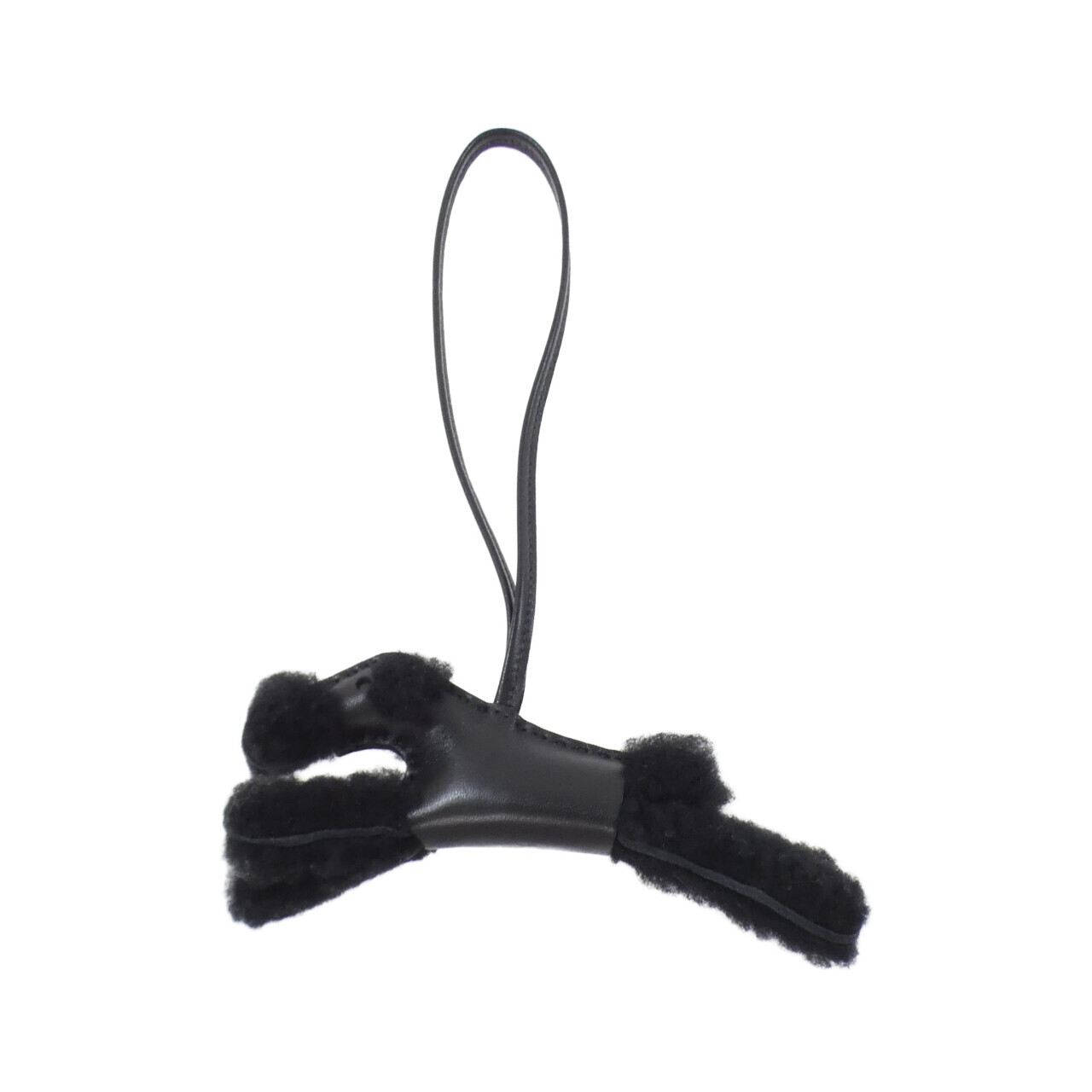 エルメス バディ バッグチャーム 083349CA アミョーミロ/ムートンメリノ BLACK+BLACK+BLACK K刻印