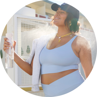 Woman wearing sports bra.