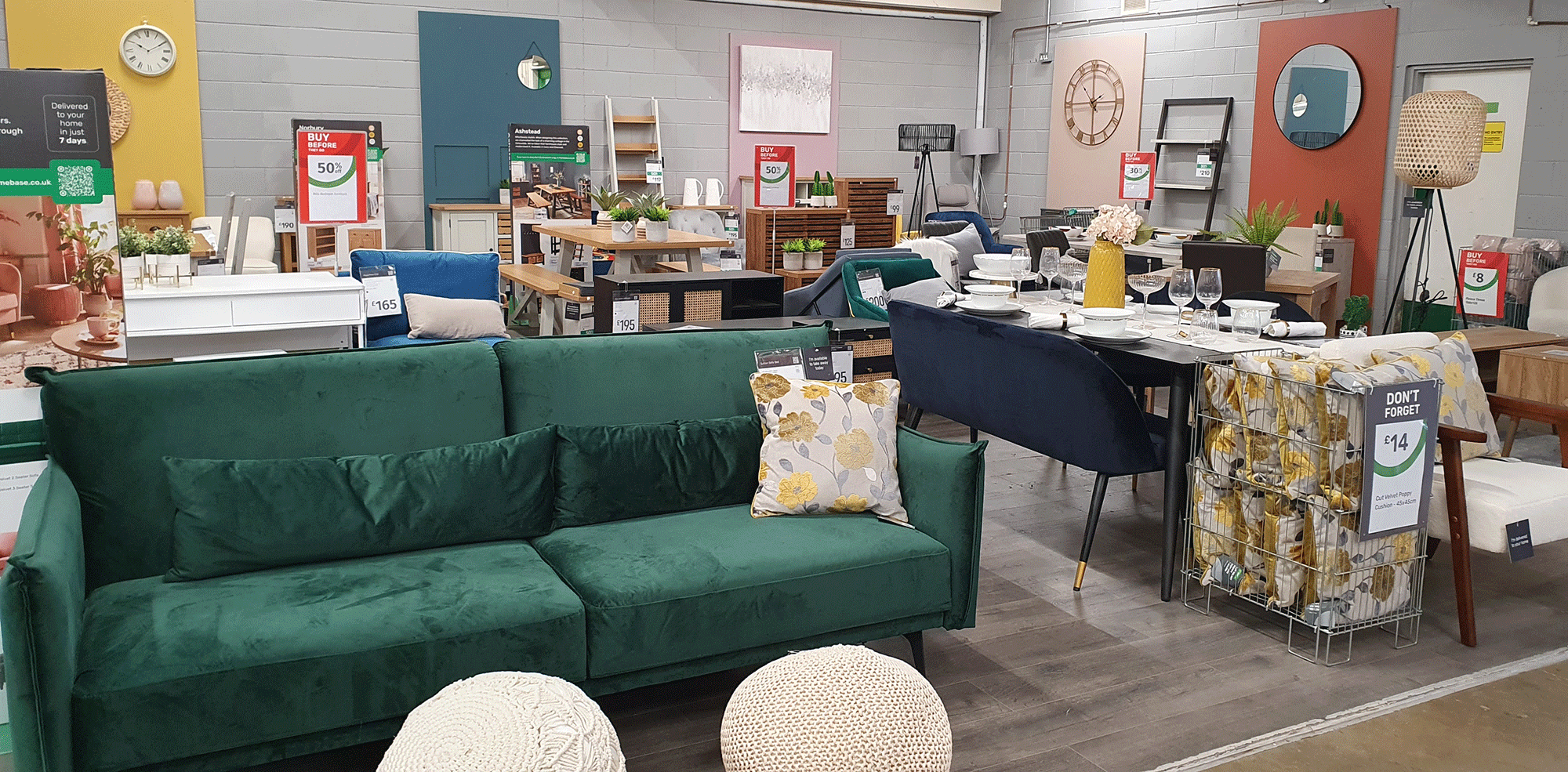 Visit out furniture showroom for the latest in trends & ideas Homebase - Northampton Northampton 03456 407102