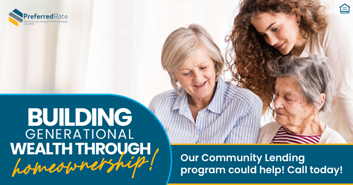 Our Community Lending Program is a pathway to generational wealth! Break the barriers to home owners Sergio Giangrande - Preferred Rate Oakbrook Terrace (847)489-7742
