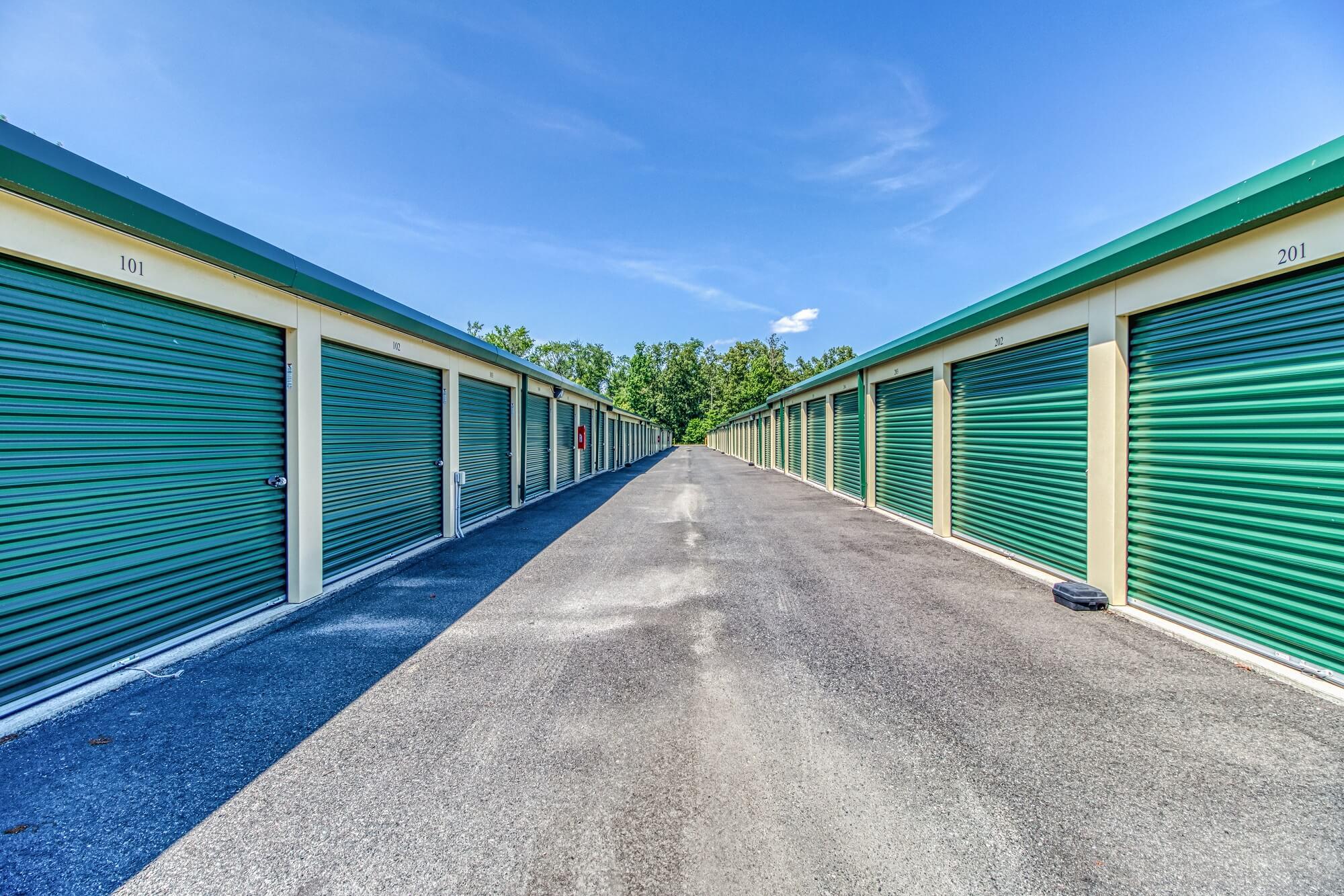 Drive up storage units at Valley Storage.