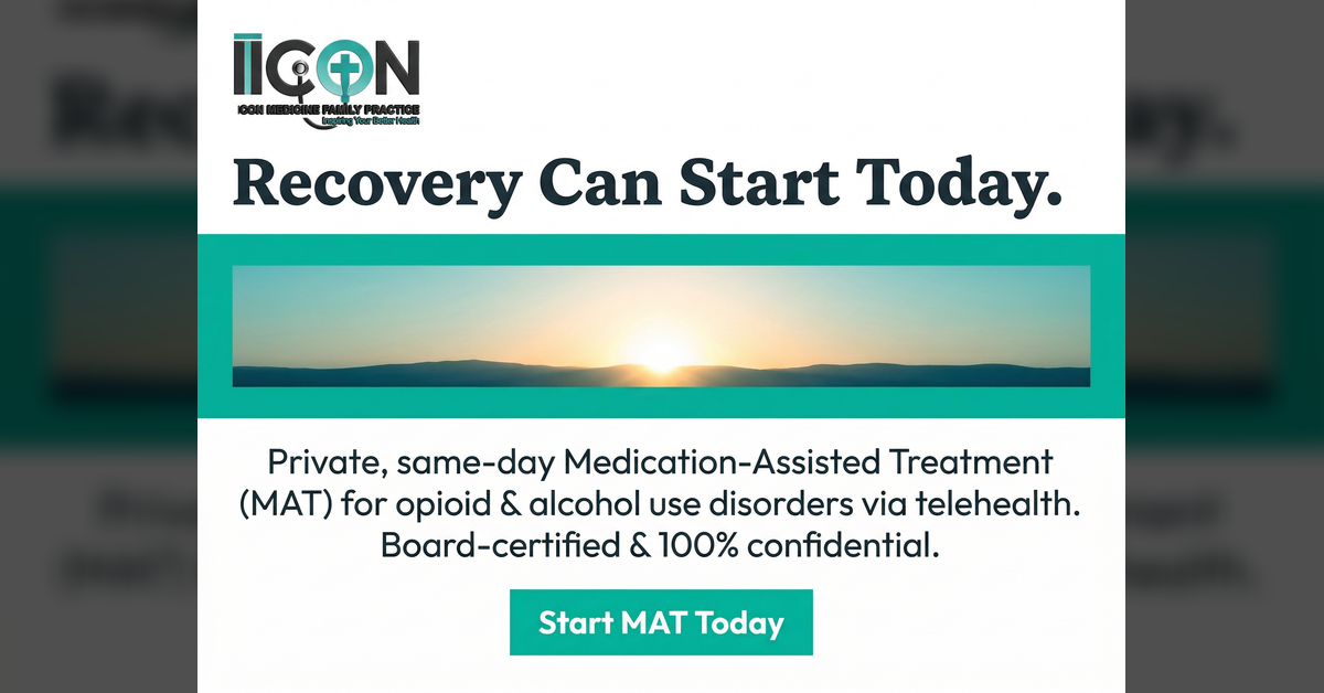 A digital advertisement for Icon Medicine Family Practice offers