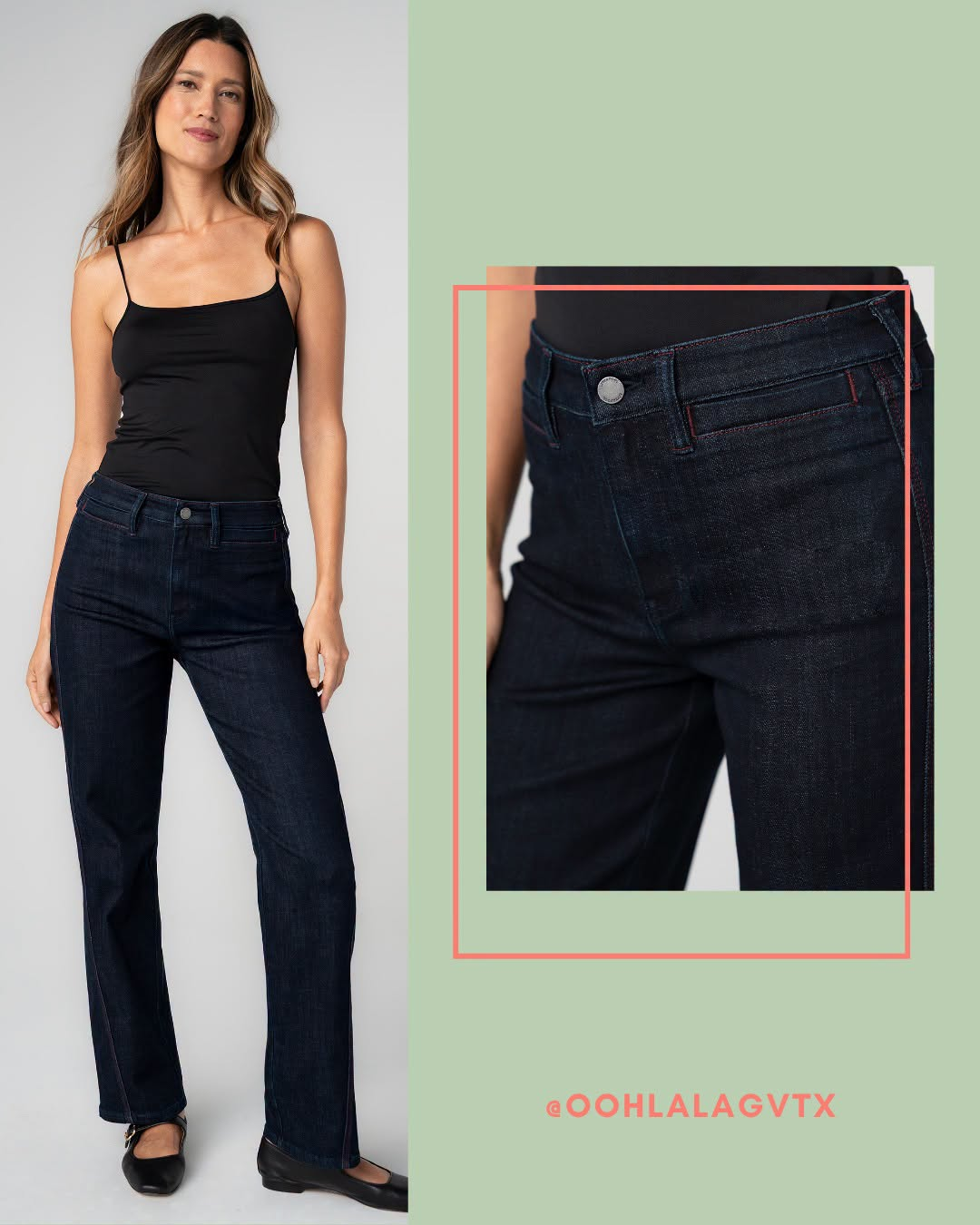 Elevate your everyday denim with these dark wash jeans featuring a subtle red stitch detail for a un 