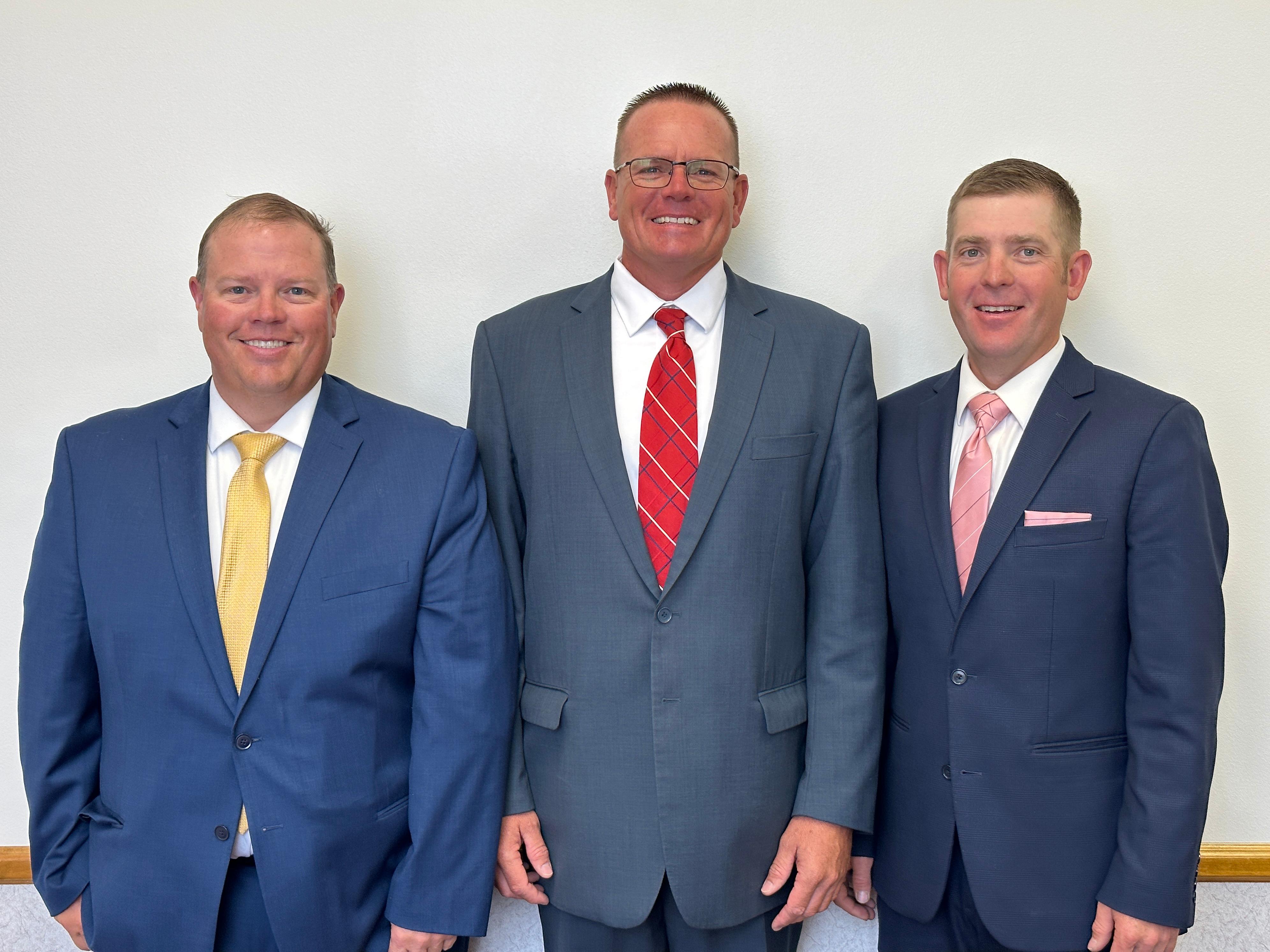 The Chesterfield Ward Bishopric: Bishop (middle): Jason Cooper
First Counselor (left): Tracy Josephson 
Second Counselor (right): Royce Hatch