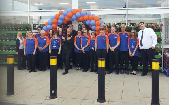 Staff pose outside their brand new B&M Home Store on Willowbreck Road, on a PROUD day for the retailer.