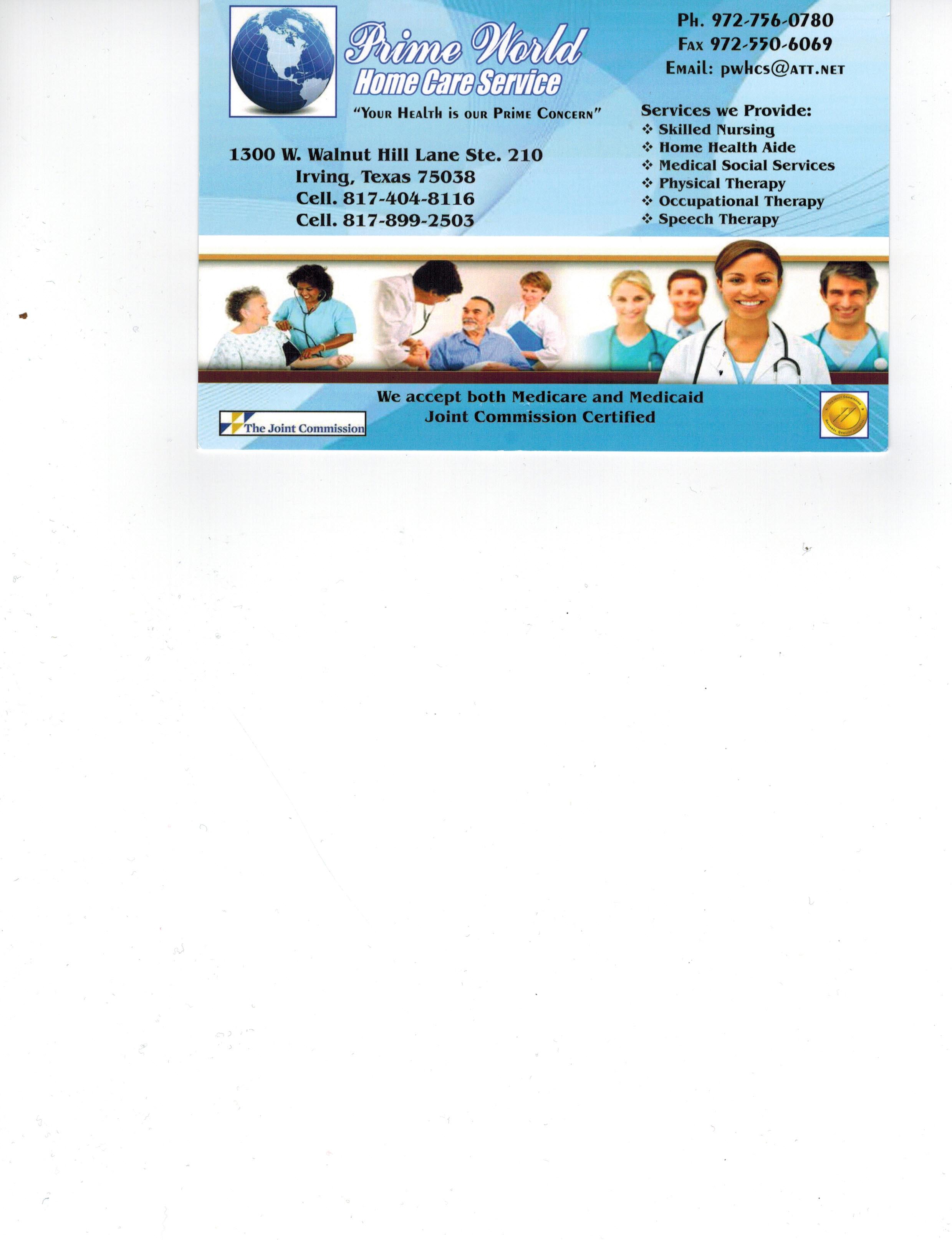 Prime World Home Care Service Inc.