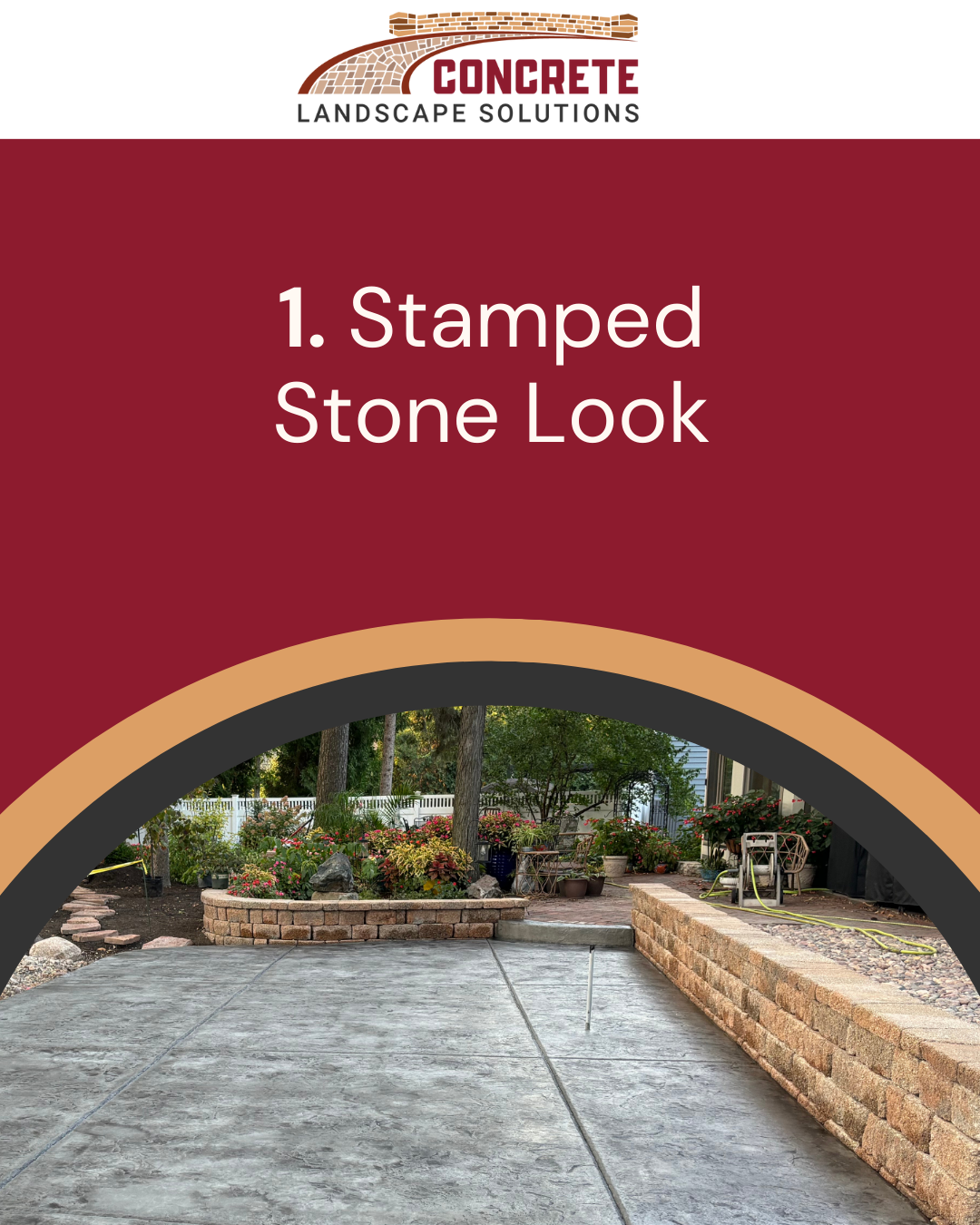 Stamped concrete patio photo showing a stone-look finish that adds texture and decorative style to outdoor spaces.