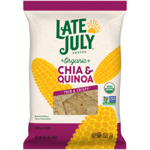 Late July Snacks Thin and Crispy Organic Tortilla Chips with Chia and Quinoa, 10.1 oz Bag featured image