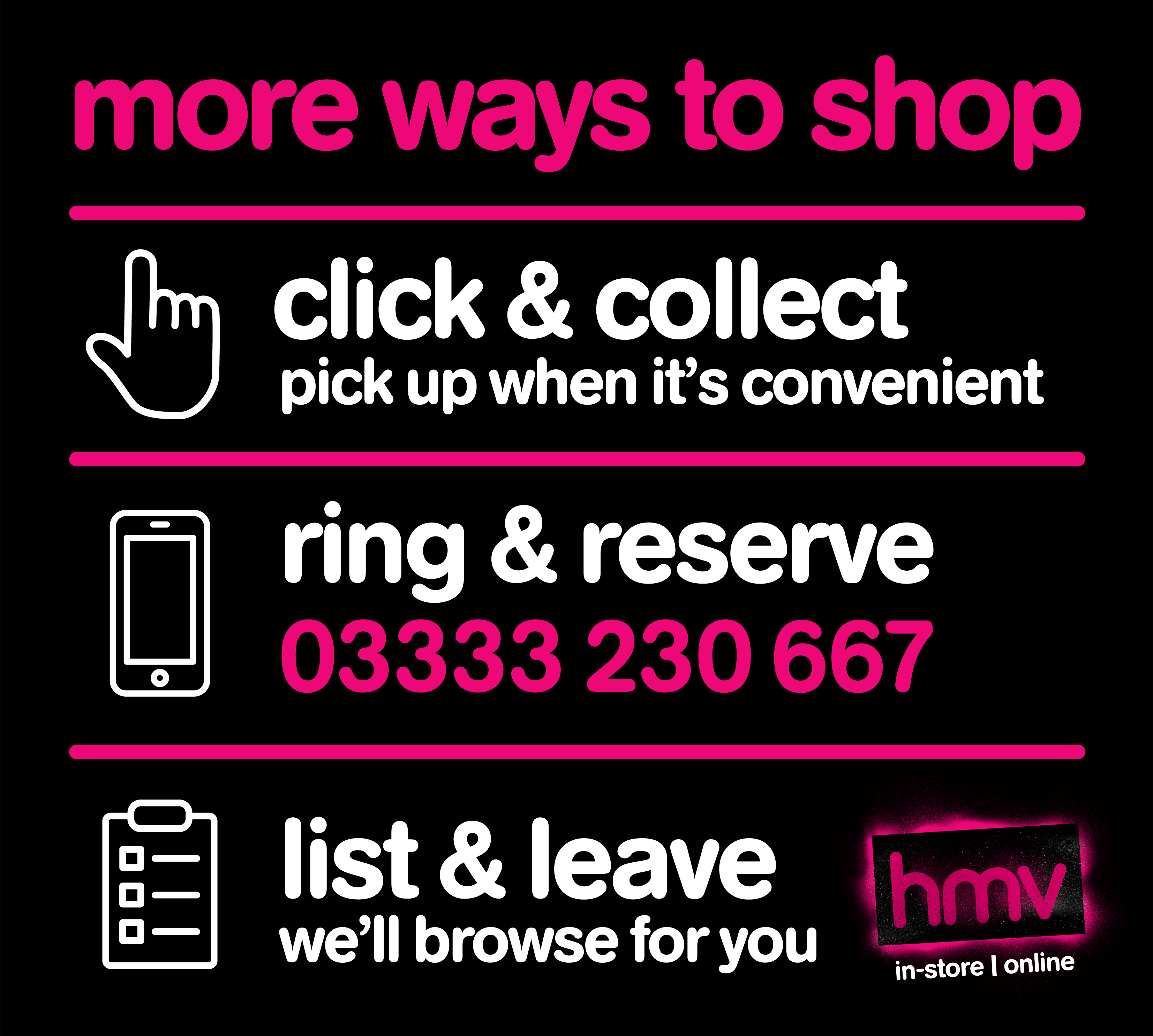 hmv Tunbridge Wells 08432 210346