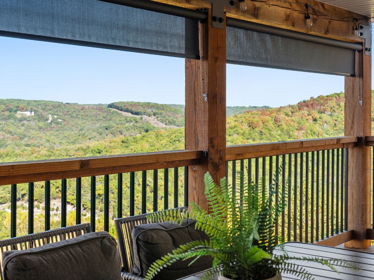 Exterior solar shades in patio.