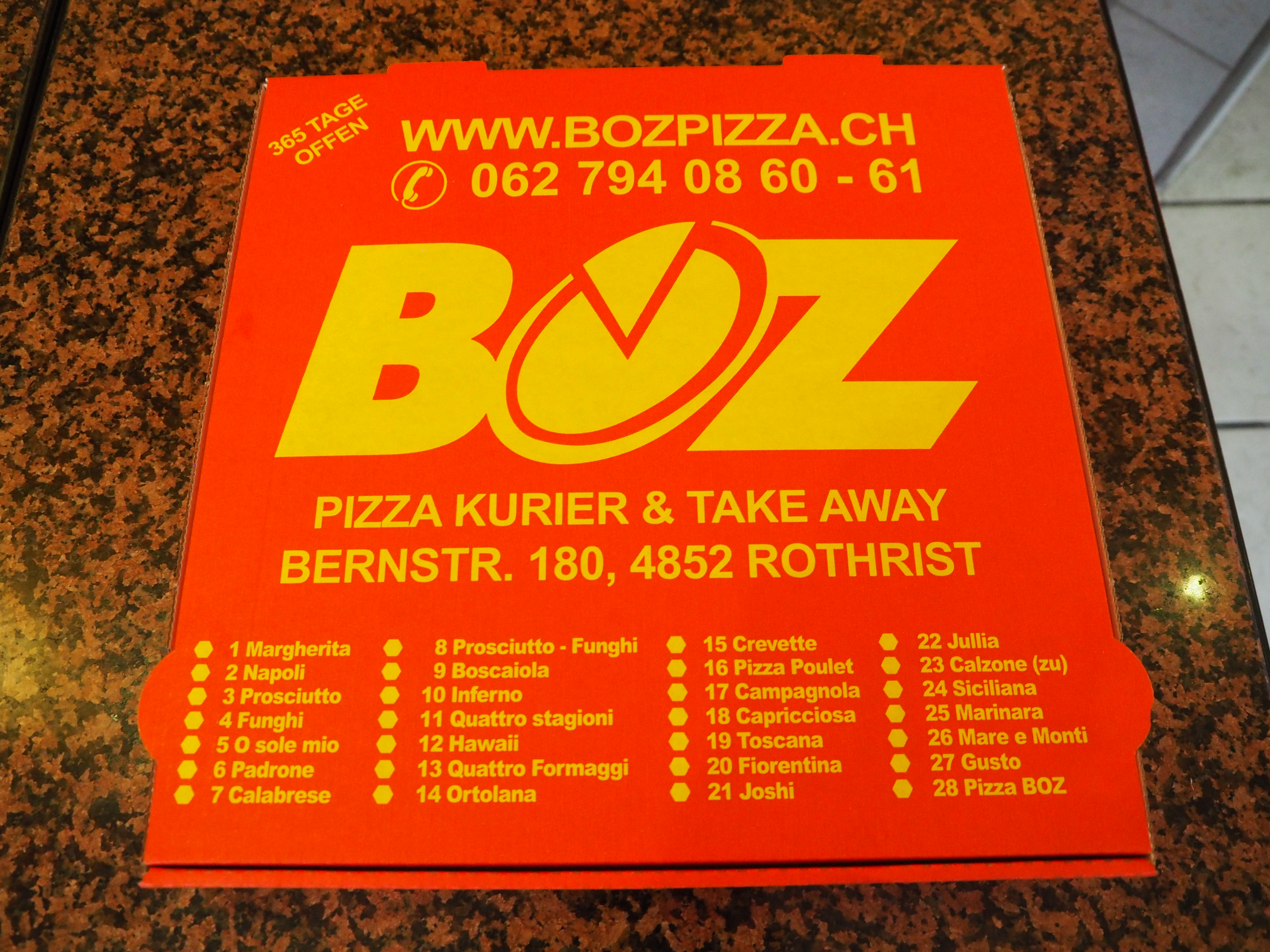 Boz Pizza Kurier, Bernstrasse 180 in Rothrist