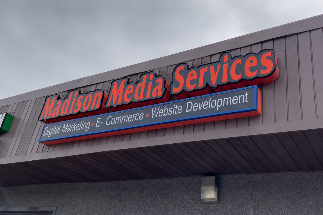 Storefront of Madison Media Services. Our physical office located at 4245 W Beltline Hwy, Madison, WI.