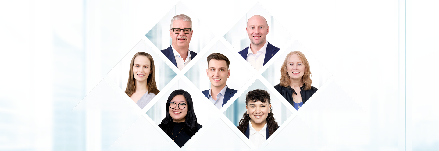 Compilation of headshots of several members of the Wade Wealth Management team.