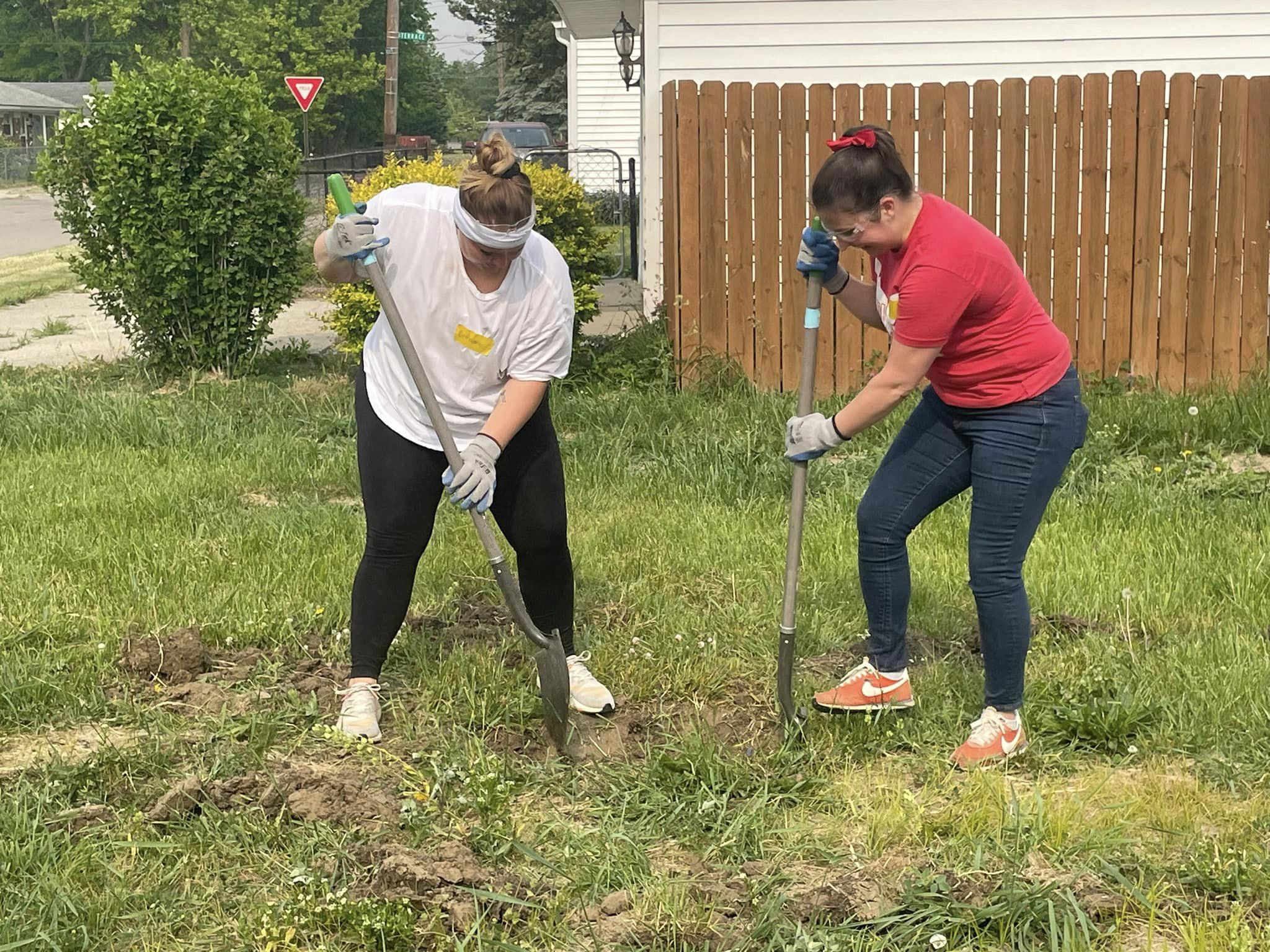 We worked hard on State Farm Founders Day and loved it!! Thank you, Habitat for Humanity, for having us out!!